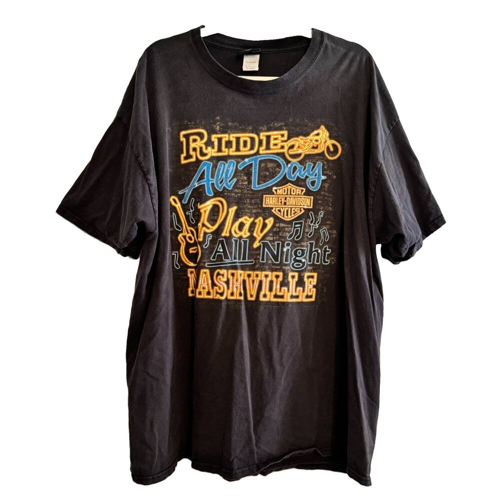 Vintage 2XL Harley Davidson Nashville TN Boswell’s Honky Tonk Neon T-shirt Rare